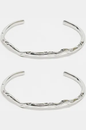 ASOS Pack of 2 cuff bracelets with molten texture in tone