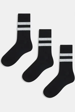 ASOS 3 pack socks in with grey marl stripes