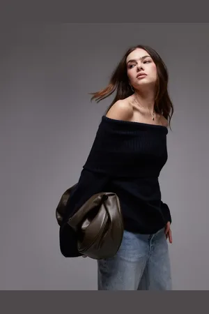 Topshop Knitted off the shoulder top in