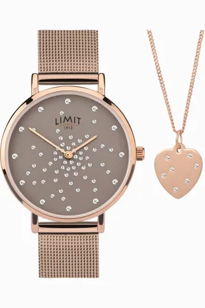 Limit Classic 28mm womens round rose analogue watch gift set in rose
