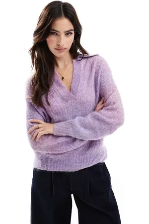 SCALPERS Polo Brushed Jumper In Lilac
