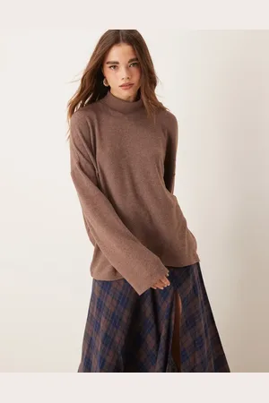 ASOS Supersoft high neck boxy top in chocolate