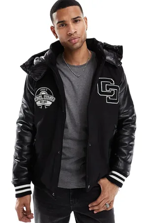 Criminal Damage Varsity puffer jacket black in black