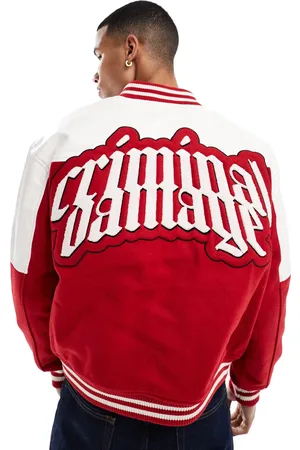 Criminal Damage Letterman jacket red in red