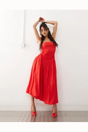 Amy Lynn Alexa puffball midi dress with allover hotfix in cherry