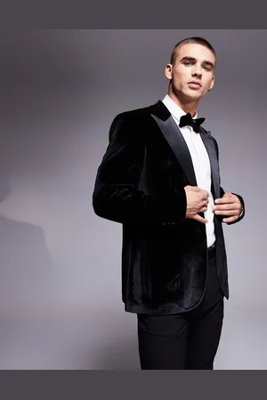 ASOS Slim velvet tuxedo blazer in
