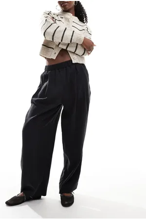 ASOS Premium casual pull on trousers with pleat detail in washed