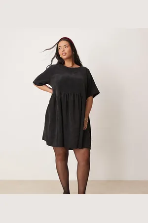 ASOS ASOS DESIGN Curve cord smock tee mini dress with waist seam detail in