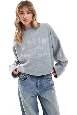 ASOS Embossed berlin graphic borg sweatshirt in marl