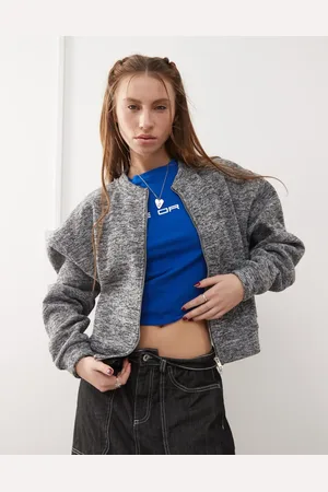 Reclaimed Zip through bomber cardigan in marl