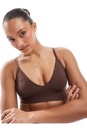 VERO MODA Seamless deep v bra top in coffee bean
