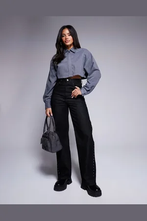 ASOS Crop straight leg jean with studs in