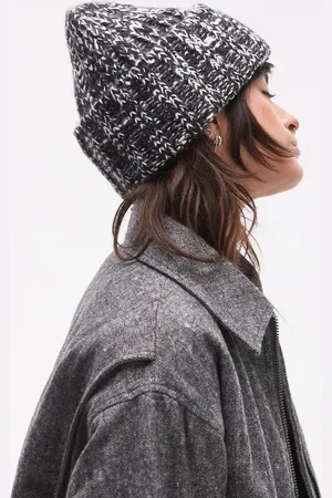 ARKET Alpaca blend knitted beanie hat in mono salt and pepper