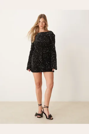 Gina Tricot Flared sleeves low back sequin mini dress in