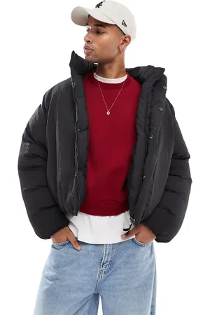 Bershka Boxy plisse padded puffer in