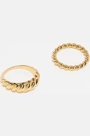 ASOS 14k plated pack of 2 textured rings