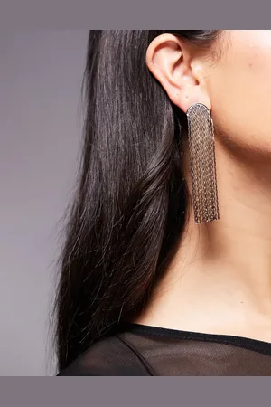 ASOS Drop earrings with shimmer chain tassel detail in tone