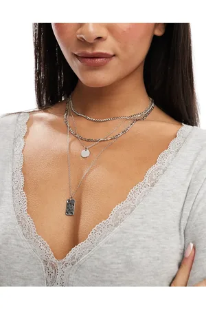 Pieces® Multi chain necklace with charm detail in