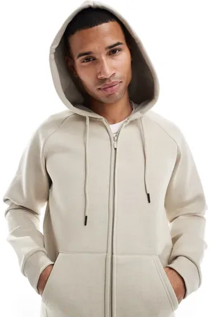 Only & Sons Oversized scuba zip through hoodie in stone