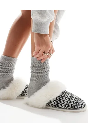 ASOS Zaria mule slippers in fairisle