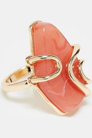ASOS Ring with faux semi precious pink stone in tone