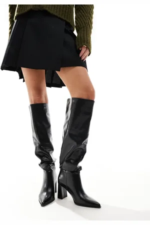 Stradivarius Slouchy heeled knee high boot in