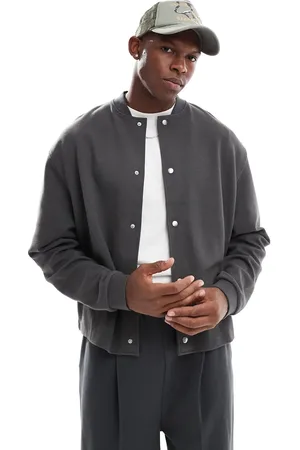 ASOS Boxy oversized twill jersey jacket in washed black