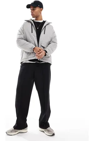 Brave Soul Raglan hooded jacket with zip detail in grey