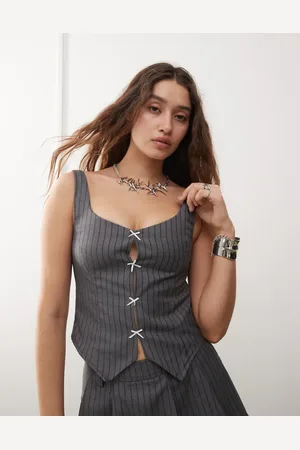 Daisy Street Stripe corset with bow keyhole detail in co-ord