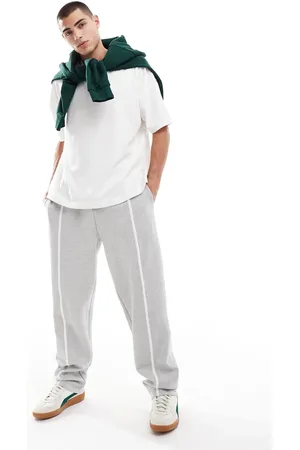 ASOS Smart straight leg joggers with piping detail in marl