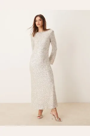 Gina Tricot Sequin maxi dress with open back in