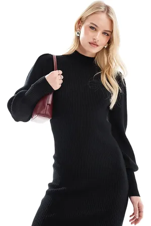 ONLY High neck jumper dress with bell sleeve in