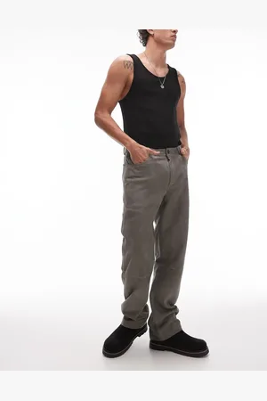Topman Premium straight suede trousers in