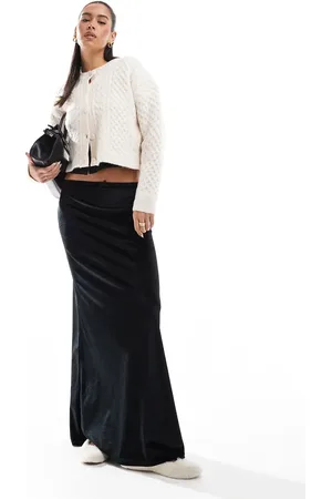 Miss Selfridge Velvet slip maxi skirt in