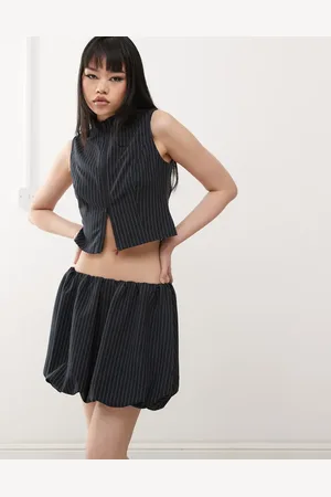 COLLUSION Bengaline fitted zip through pinstripe top co-ord