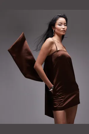 MANGO Bandeau bow back mini dress in bronze
