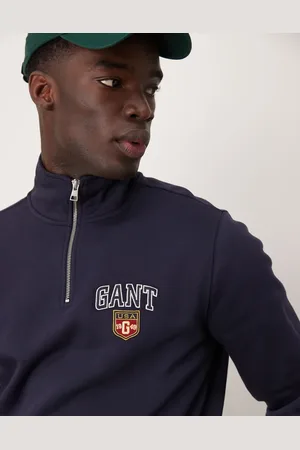 GANT Varsity logo half zip sweatshirt in