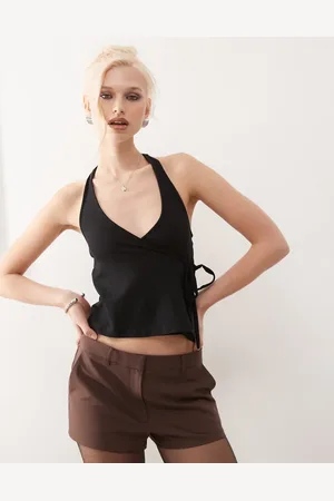 Motel Wisty wrap detail halter top in