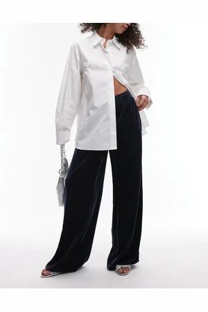 Topshop Velvet tie waist jogger in slate