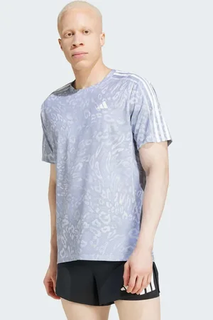 adidas Adidas Running Own The Run t-shirt in violet leopard print