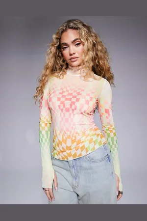 AFRM Long sleeve mesh top in pastel ombre