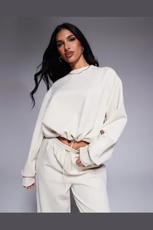 ASOS Scuba sweat with bungee cord in ecru