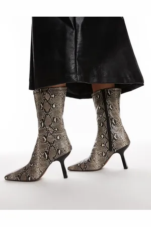 Topshop Piya high heeled ankle boots in snake print