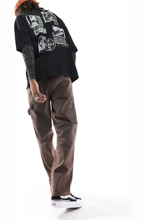 ASOS Straight leg jeans with carpenter detailing in dark wash