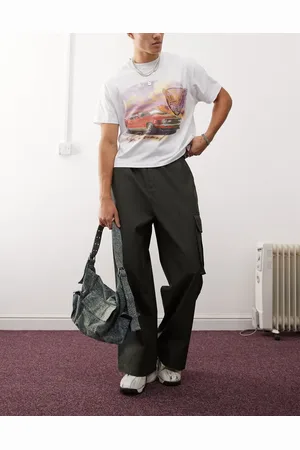 COLLUSION Wide leg utility trousers in waxed