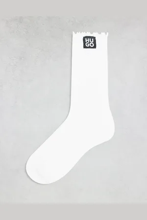 HUGO BOSS HUGO Bodywear stacked logo socks in with frilleed edge