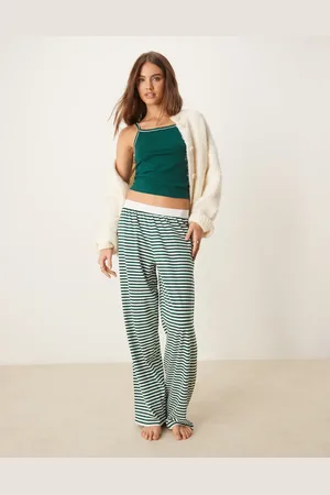 ASOS Mix & match pyjama trouser with exposed waistband and picot trim in stripe