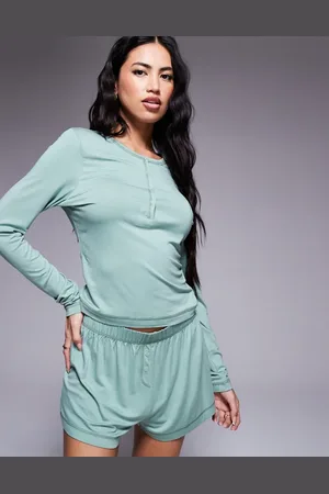 ASOS Mix & match super soft henley pyjama top in green