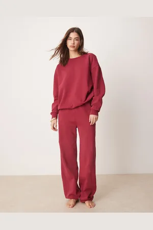 ASOS Acid wash jogger co ord in burgundy