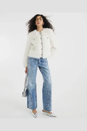 River Island Foil snake print relaxed straight jean in midblue wash